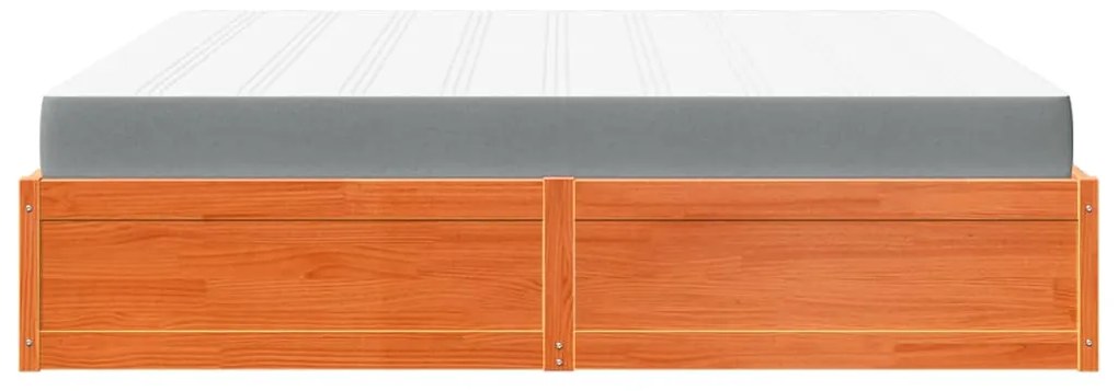 Cama com colchão 200x200 cm pinho maciço castanho-mel