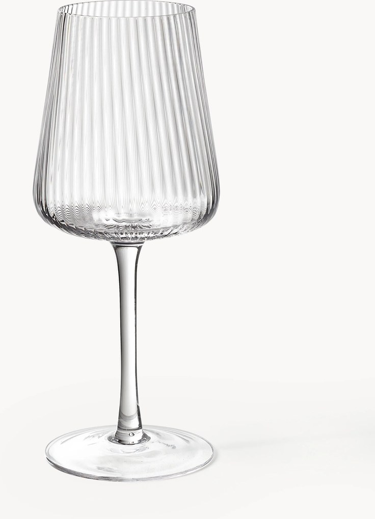 Copos de vinho branco artesanais com padrão em relevo Cami, conjunto de 4