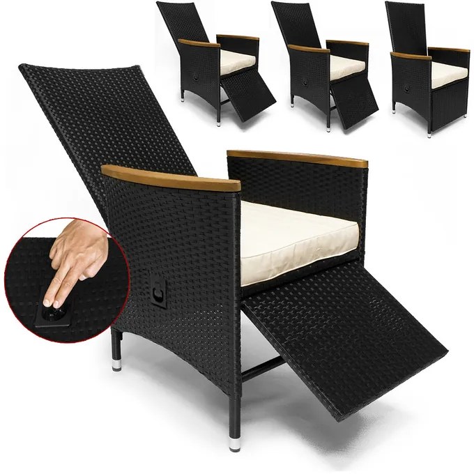 Conjunto de jardim em Polyrattan Rio com 1 Mesa e 8 Cadeiras preto