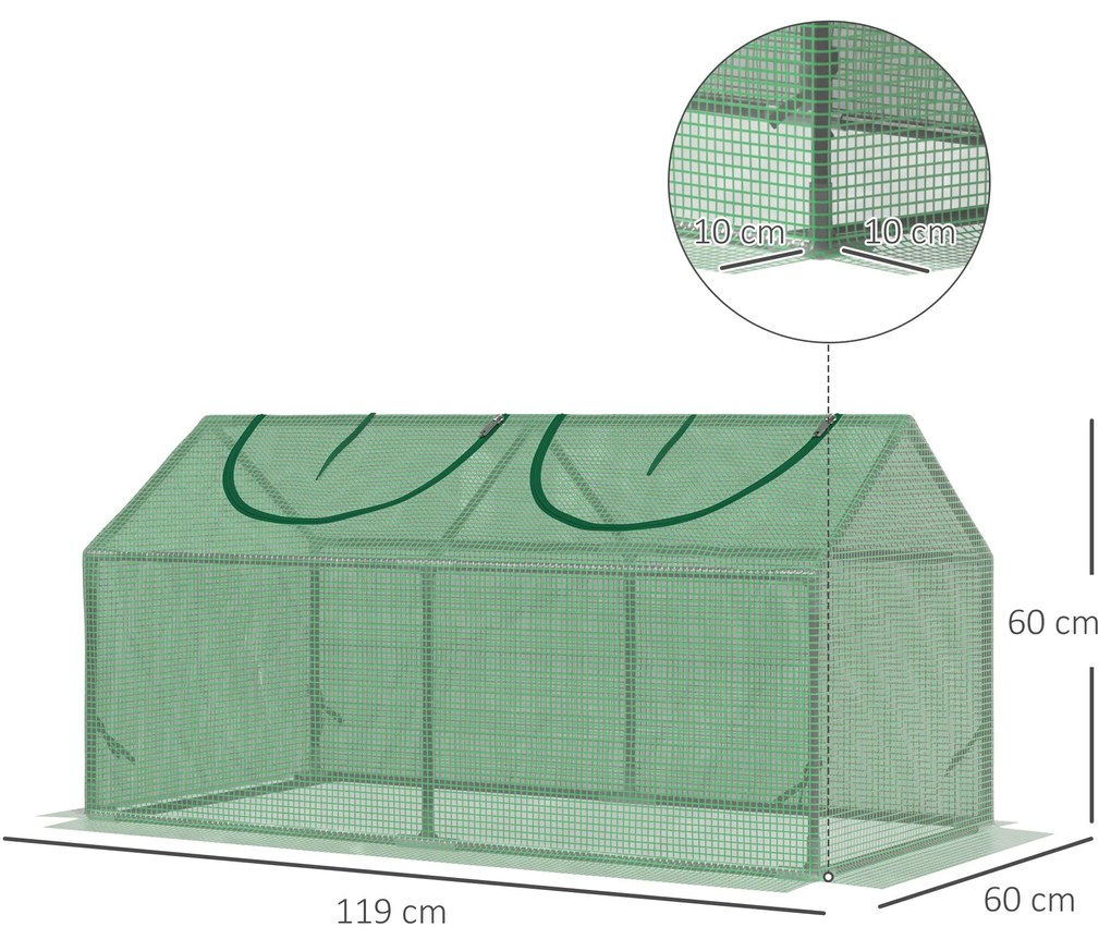 Estufa 119x60x60cm Estufa de Jardim com 2 Janelas Enroláveis para Cult