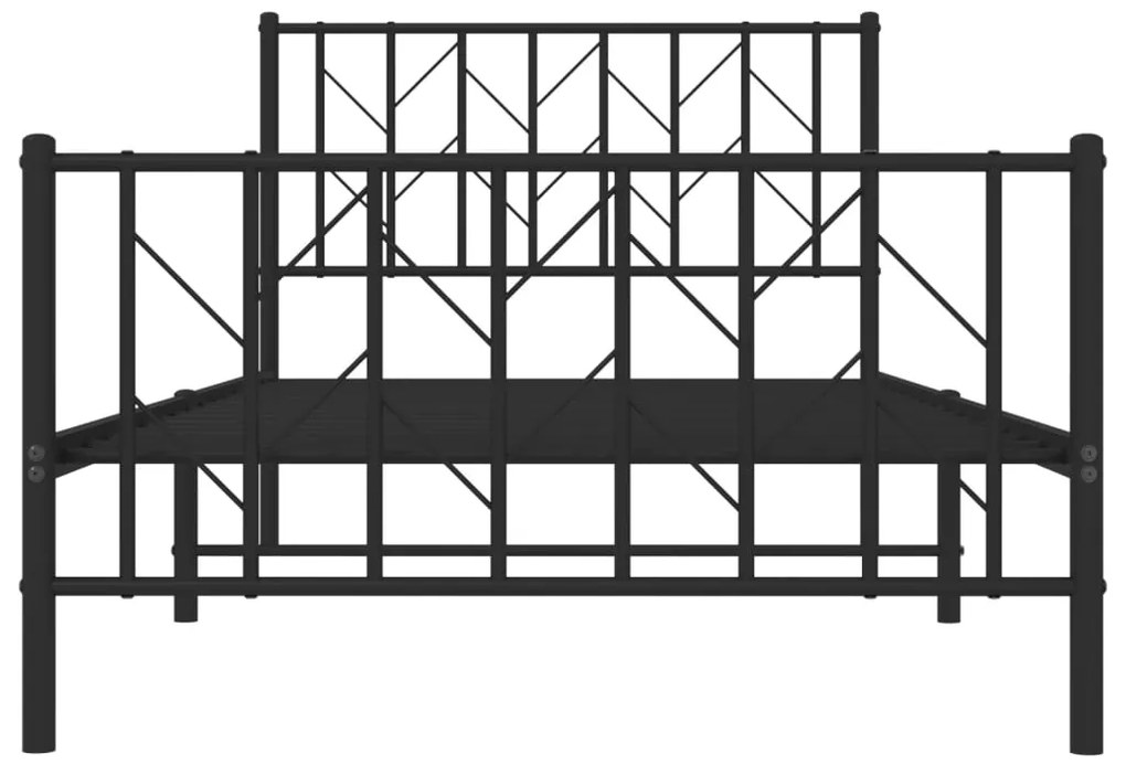 Estrutura de cama com cabeceira e pés 100x190 cm metal preto