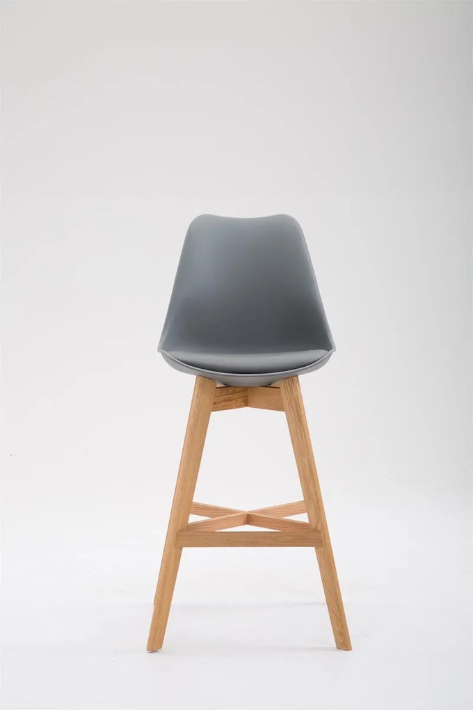 Banco de bar Cannes em plástico com estrutura de Cor Natural 48 x 112 x 56 cm Cinzento