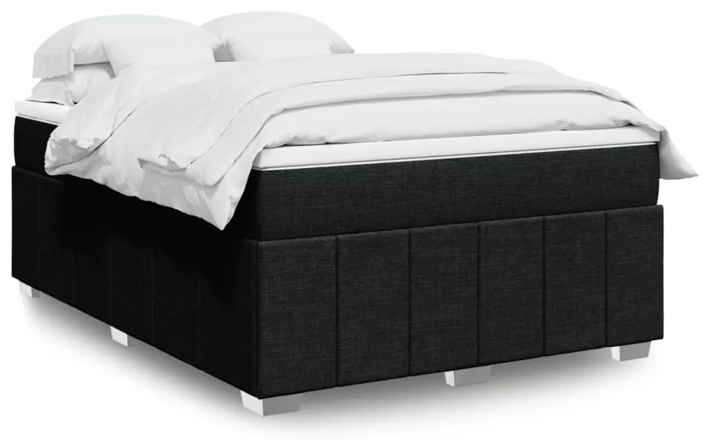 Cama com molas/colchão 140x200 cm tecido preto