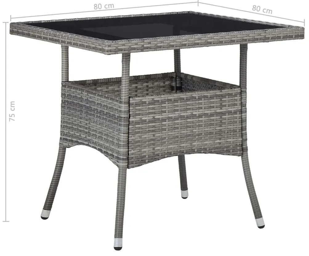5 pcs conjunto de jantar p/ jardim vime PE e acácia cinzento
