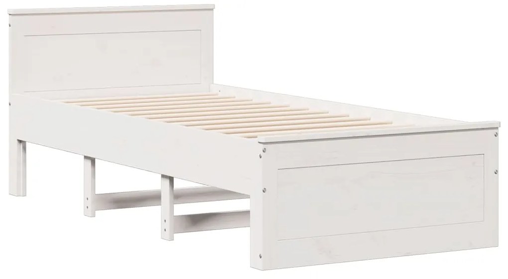 Cama com estante sem colchão 75x190 cm pinho maciço branco
