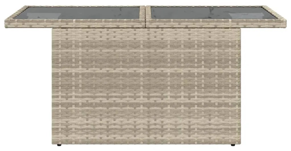 Mesa jardim c/ tampo de vidro 100x55x73 cm vime PE cinza-claro