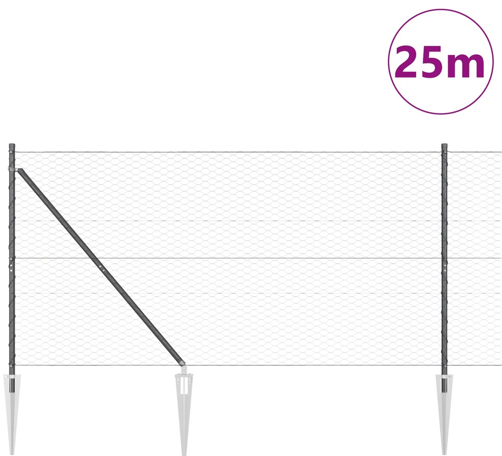 Conjunto de Cercas Conjunto de 2 Cinza Metal 25 x 1.2 m Durável