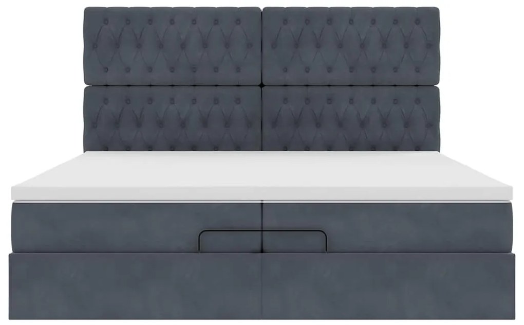 moldura de cama otomana vidaXL com colchão cinza escuro veludo