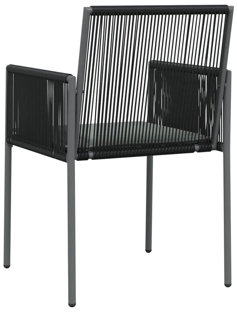 Cadeiras jardim c/ almofadões 6pcs 54x60,5x83,5cm vime PE preto