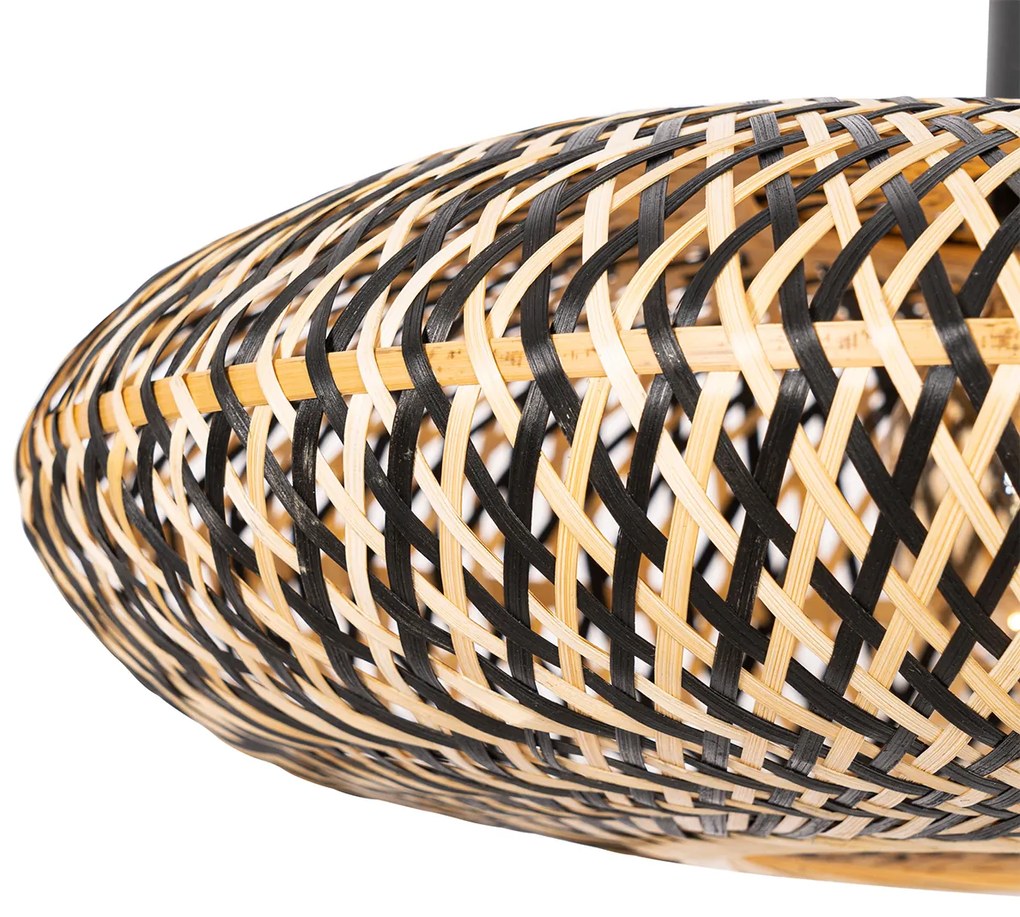 Candeeiro de suspensão oriental preto bambu 50 cm - Ostrava Oriental