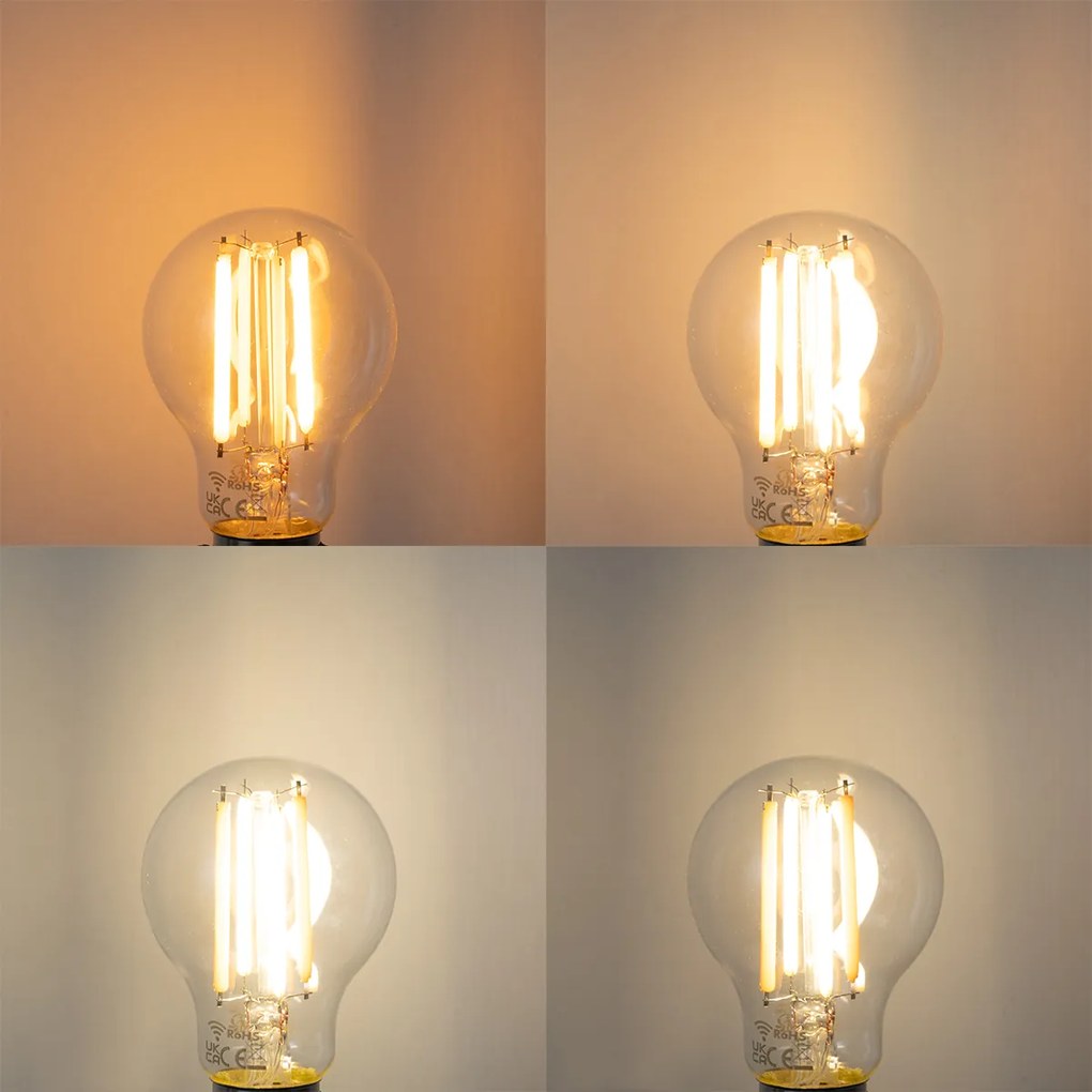 Conjunto de 5 Lâmpadas LED inteligentes E27 reguláveis em Kelvin A60 transparentes 7W 806 lm 1800-3000K