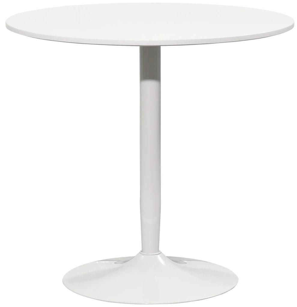 HOMCOM Mesa Cozinha Redonda Jantar Moderna 2 Pessoas Base Aço Almofadas Antiderrapantes Ø80x75 cm Branco | Aosom Portugal