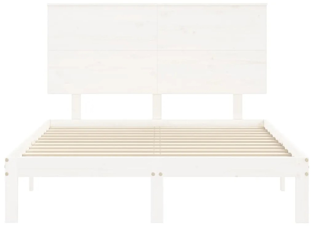 Cama sem colchão 140x190 cm madeira de pinho maciça branco