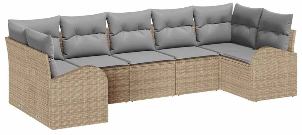 Conjunto de Sofá de Jardim vidaXL com Almofadas Bege Rattan Sintético