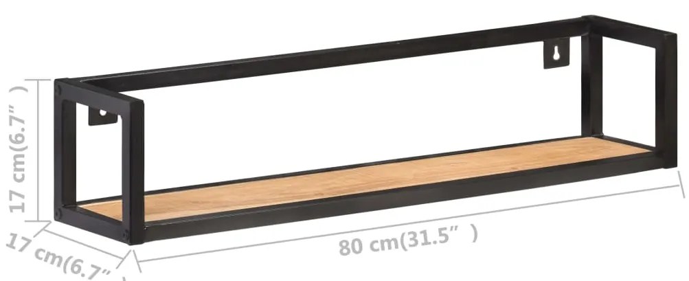 Prateleiras parede 2 pcs 80 cm madeira de acácia maciça