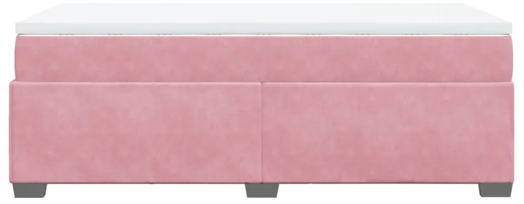 Cama com molas/colchão 100x200 cm veludo rosa