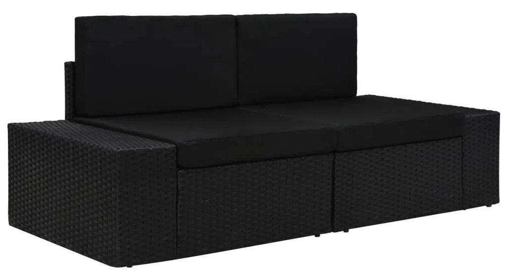 vidaXL Sofá seccional de 2 lugares vime PE preto