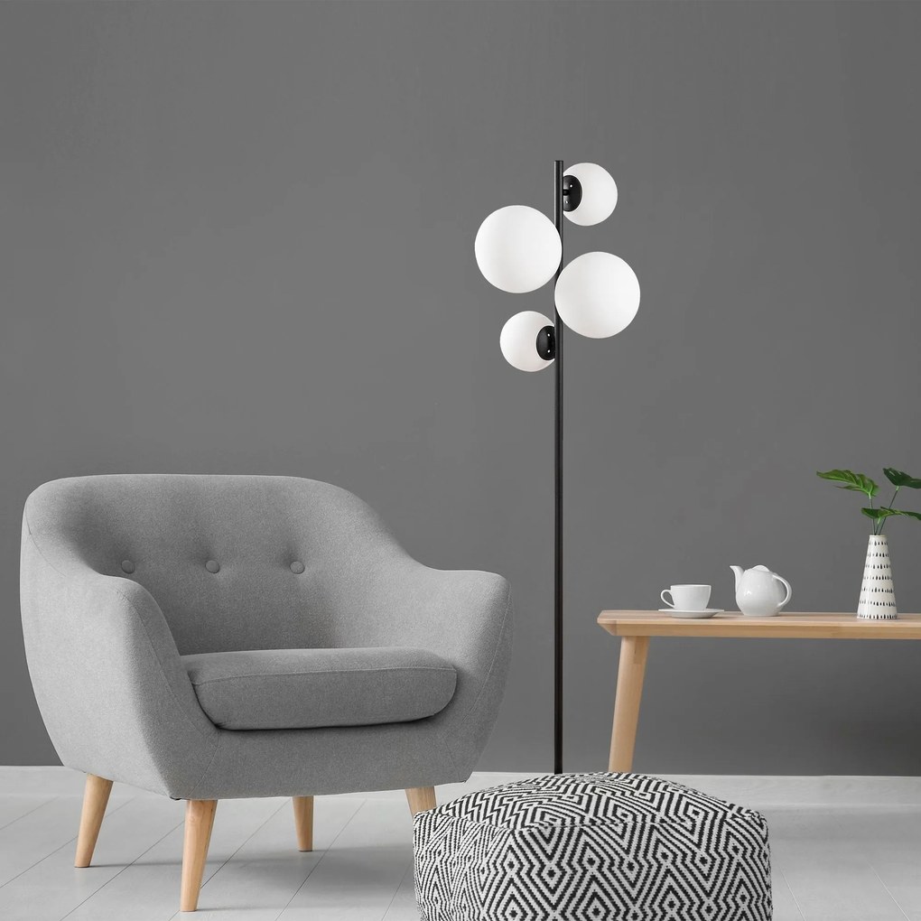 Candeeiro de Chão Fazli – Preto e Branco – 33 x 33 x 162 cm