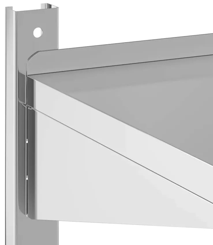 Estante parede 2 prateleiras 75x23,5x60 cm aço inoxidável prata
