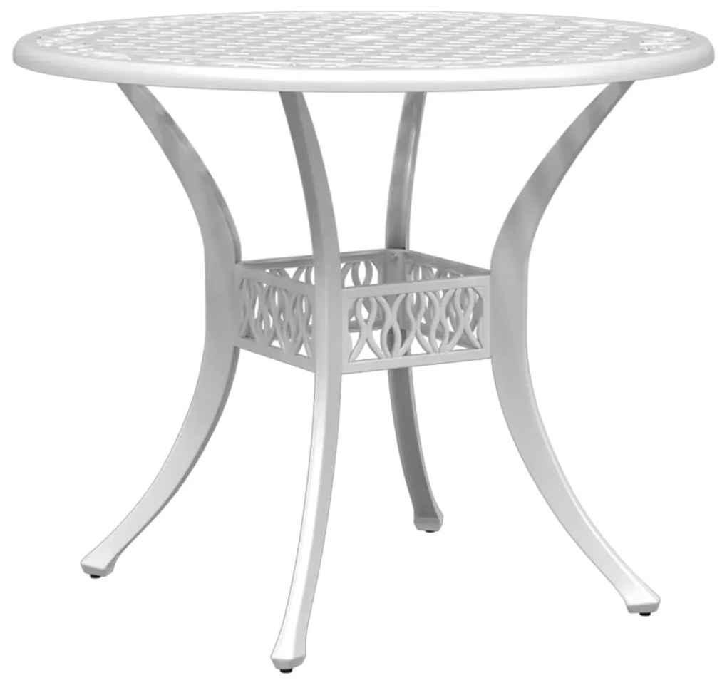 Mesa de jardim Ø90x75 cm alumínio fundido branco