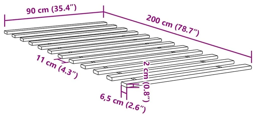 Ripas para estrado de cama 90x200 cm madeira de pinho maciça