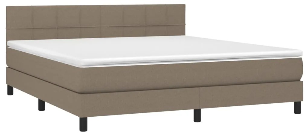 Cama box spring colchão/LED 180x200cm tecido cinza-acastanhado