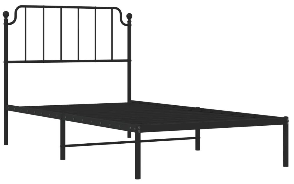 Estrutura de cama com cabeceira 100x190 cm metal preto