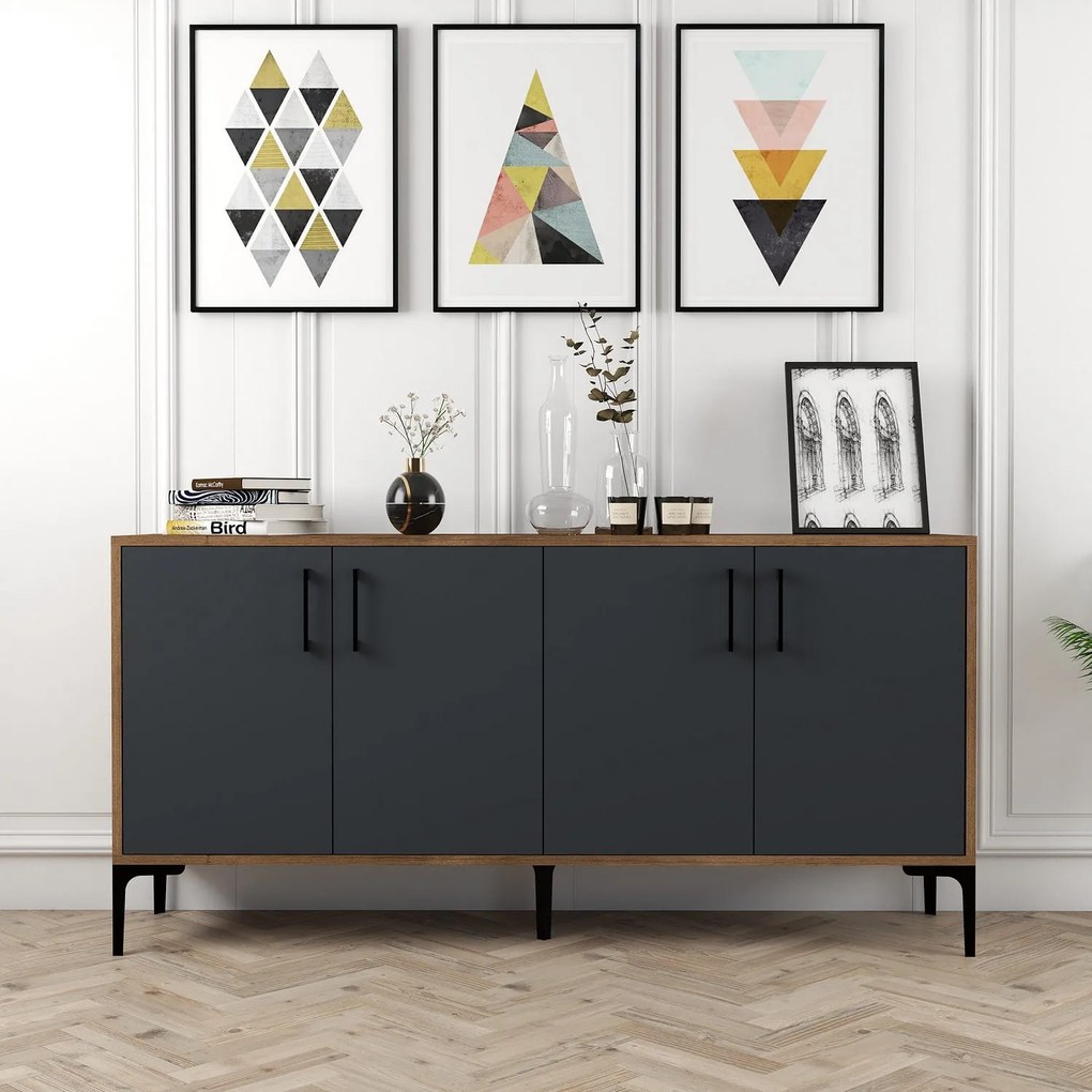 Console Kiev160 – Nogueira e Antracite – 160 cm