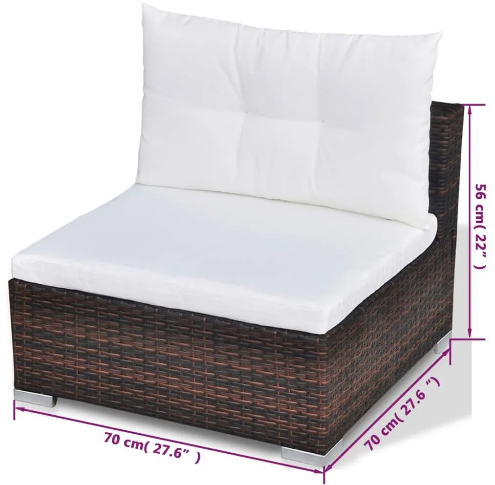 10 pcs conjunto lounge jardim c/ almofadões vime PE castanho