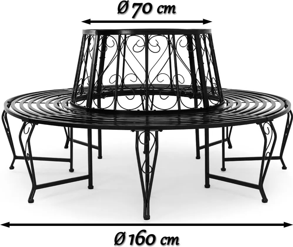 Banco Jardim de árvore Bree Metal Ø160cm Preto