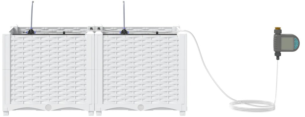 Jardineiras vidaXL com sistema de irrigação por água 2 pcs Branco