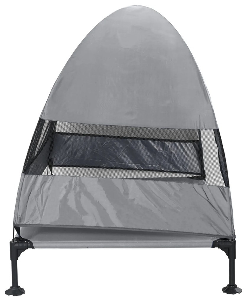 Cama Elevada para Cães com Teto Removível Cinzento Claro XL Aço