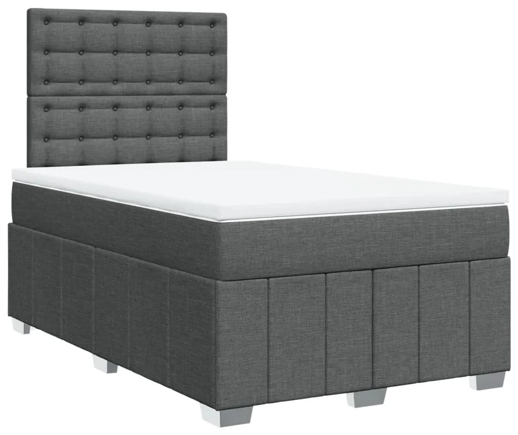 Cama boxspring com colchão 120x190 cm tecido cinzento-escuro