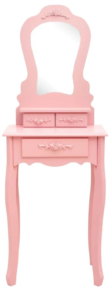 Conj. toucador com banco 50x59x136 cm madeira paulownia rosa