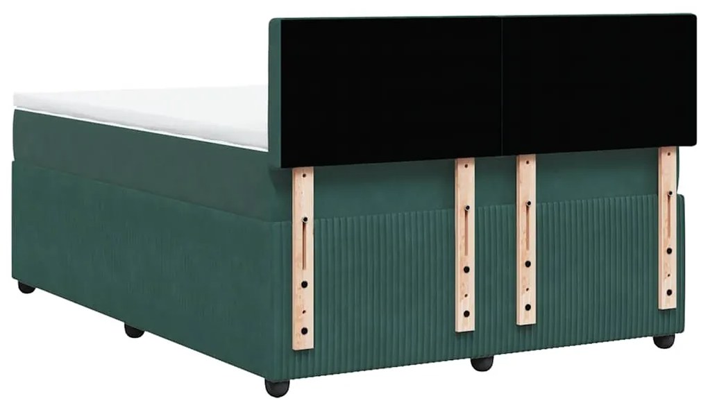 Cama com molas/colchão 140x200 cm veludo verde-escuro