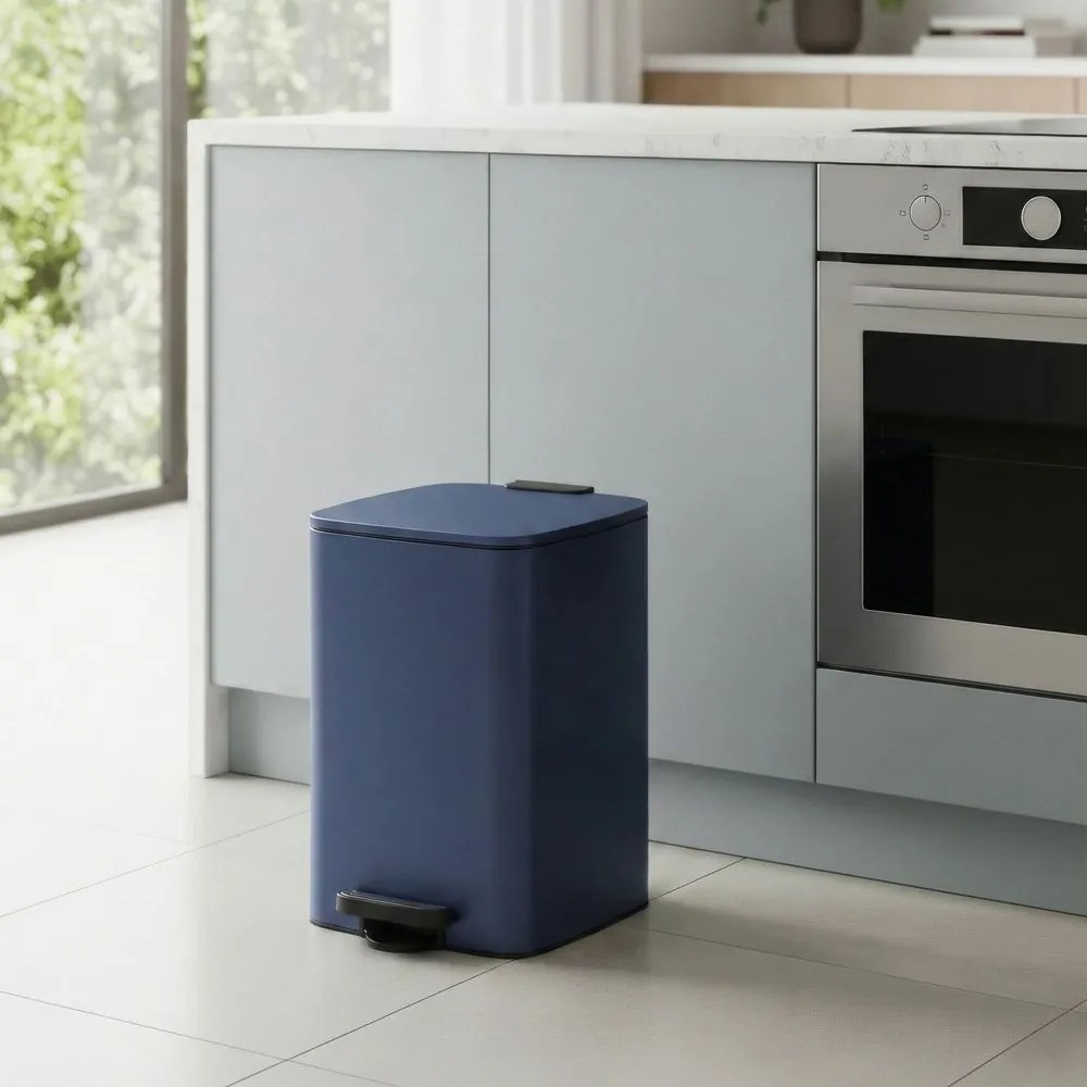 Caixote do lixo de 20 litros 34,1 x 28,6 x 54,5 cm em aço azul-escuro