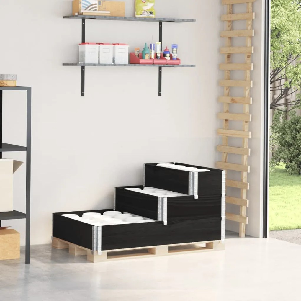 vidaXL Canteiro elevado de 3 níveis 120x80 cm pinho maciço preto