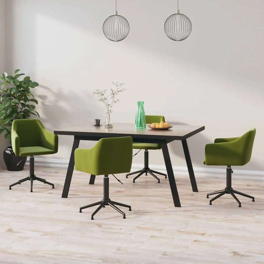 vidaXL Cadeiras de jantar giratórias 4 pcs veludo verde-claro
