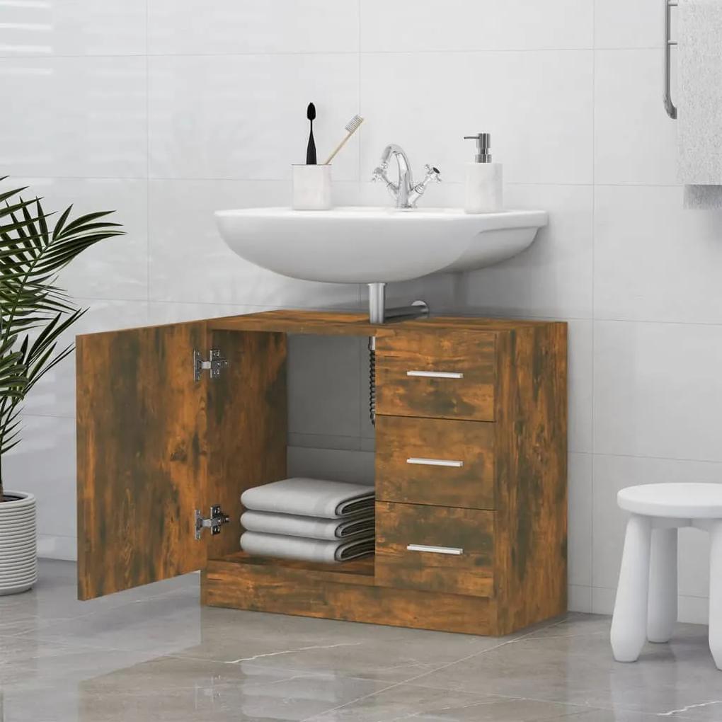 Móvel p/ lavatório 63x30x54cm derivado madeira carvalho fum.