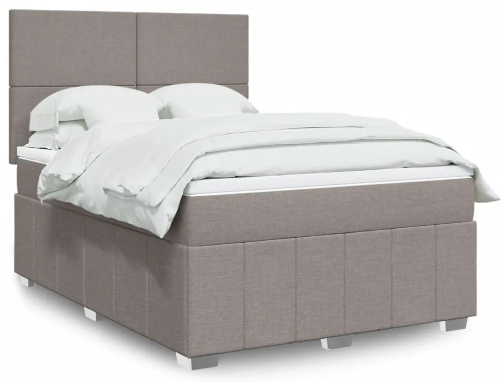 vidaXL Cama com molas/colchão 160x200 cm tecido castanho-acinzentado