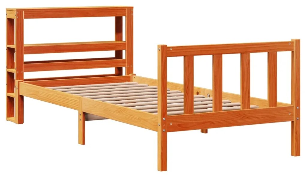 Estrutura cama c/ cabeceira 90x200 cm pinho maciço castanho-mel