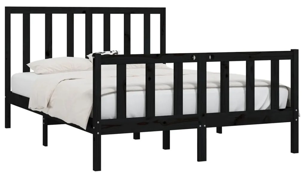 Estrutura de cama king 150x200 cm madeira maciça preto