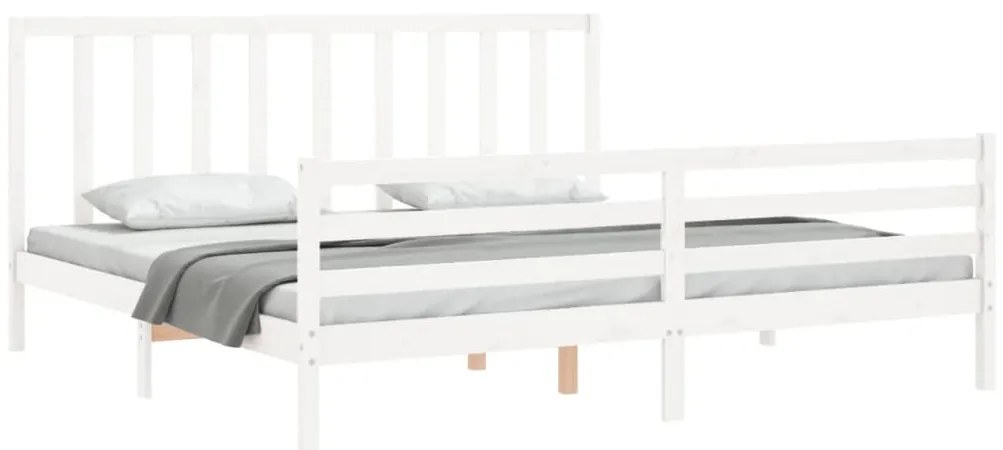 Cama sem colchão 200x200 cm madeira de pinho maciça branco