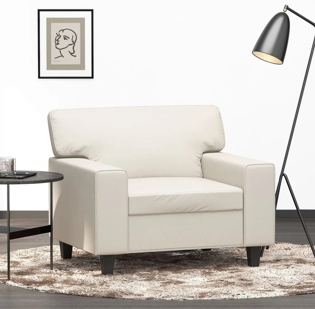vidaXL Poltrona 60 cm couro artificial cor creme