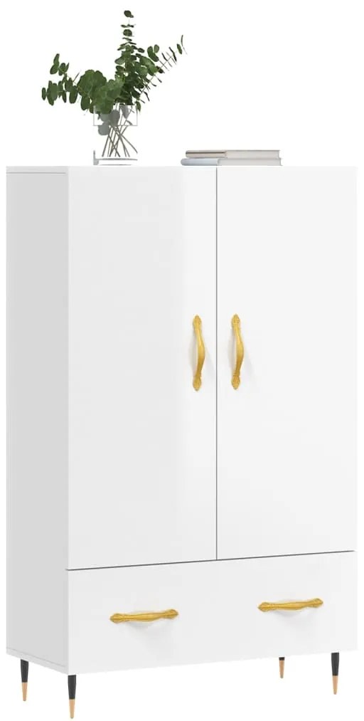 Aparador alto 69,5x31x115 cm derivados madeira branco brilhante
