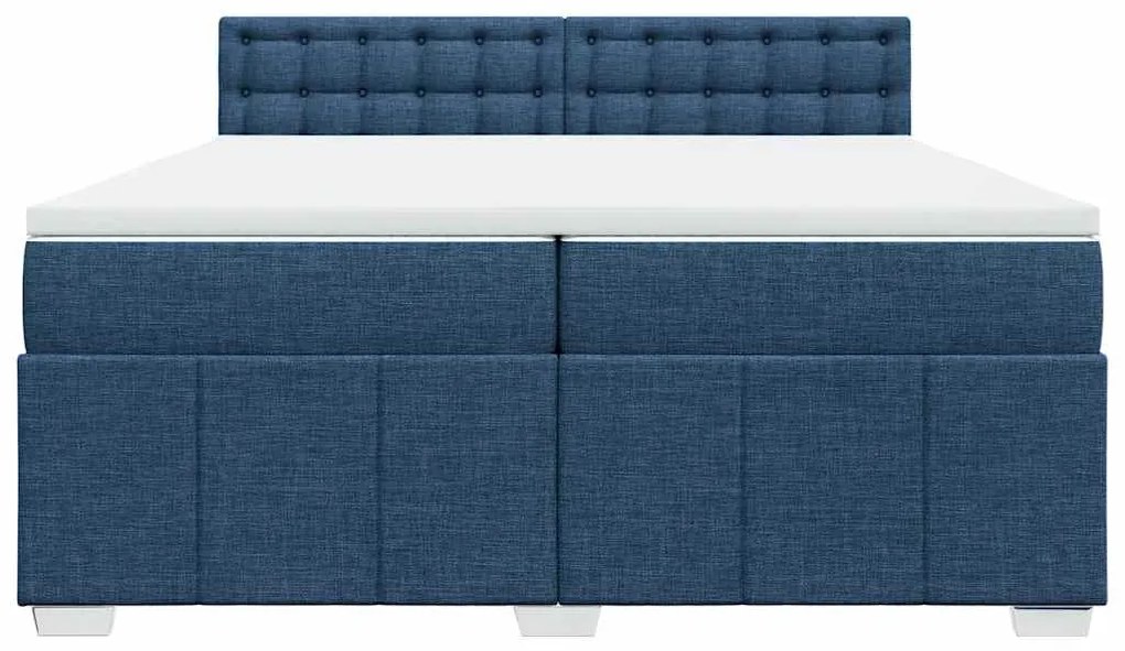 Cama com molas/colchão 200x200 cm tecido azul