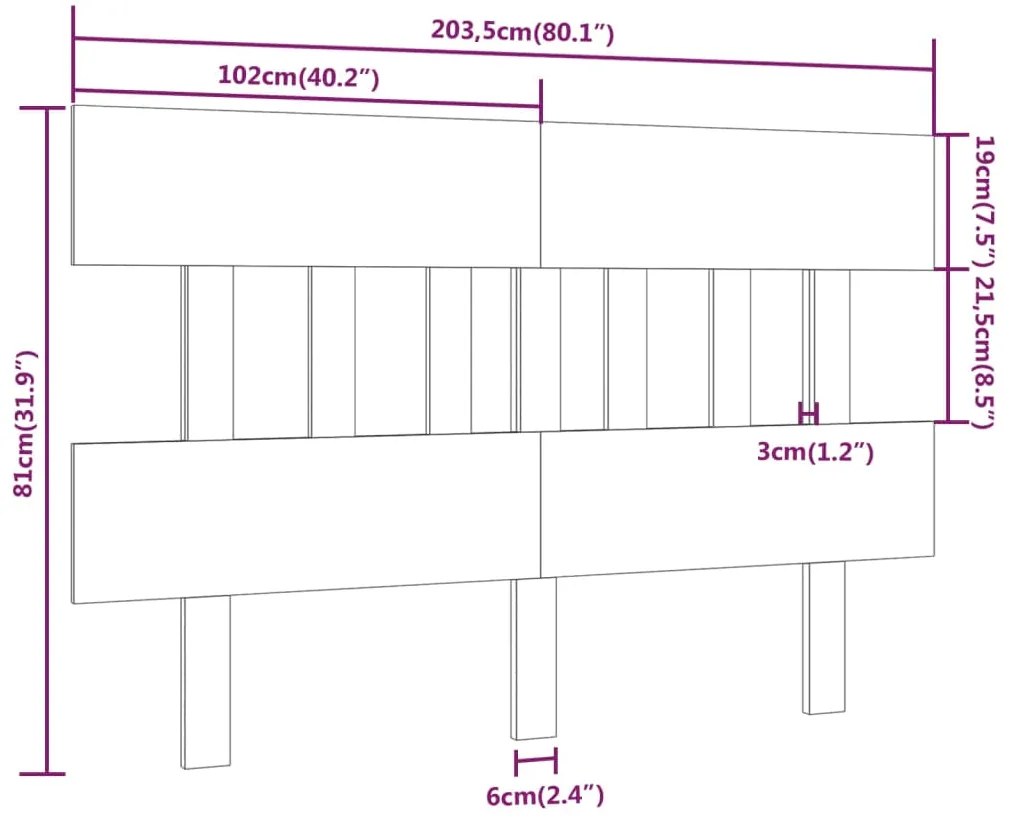 Cabeceira de cama 203,5x3x81 cm pinho maciço branco