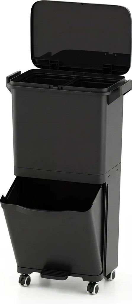 Caixote do lixo de 36 litros com 2 cubos e autocolantes para triagem de lixo 42 x 29 x 74 cm (C x L x A) Contentor de resíduos com rodas, modelo unive