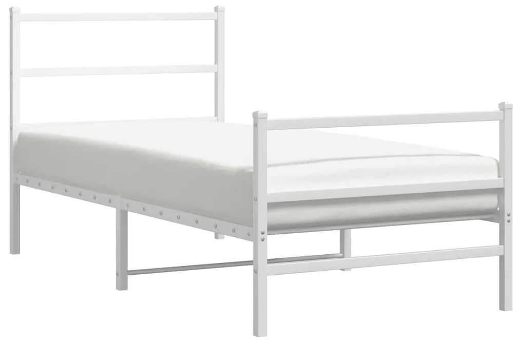 Estrutura de cama com cabeceira e pés 90x200 cm metal branco