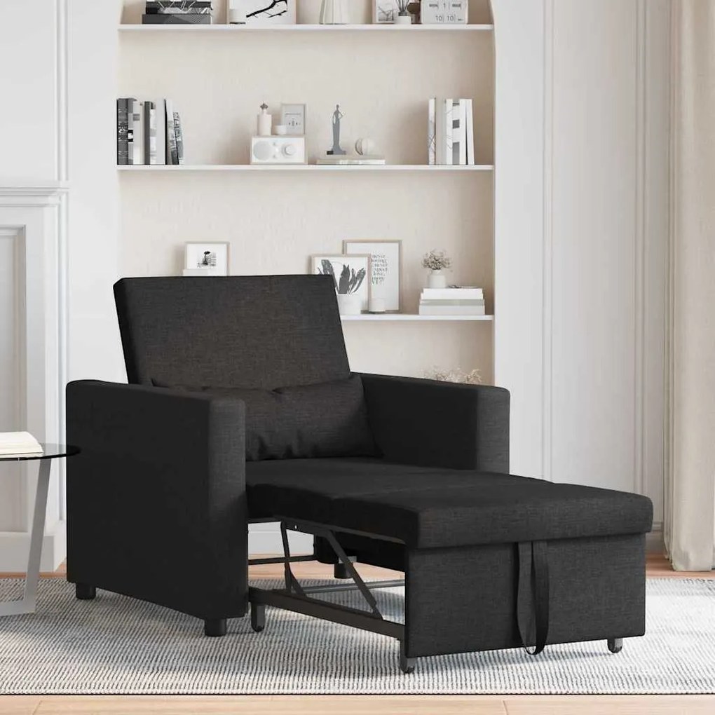 Sofá-Cama Convertible 3 em 1 Preto